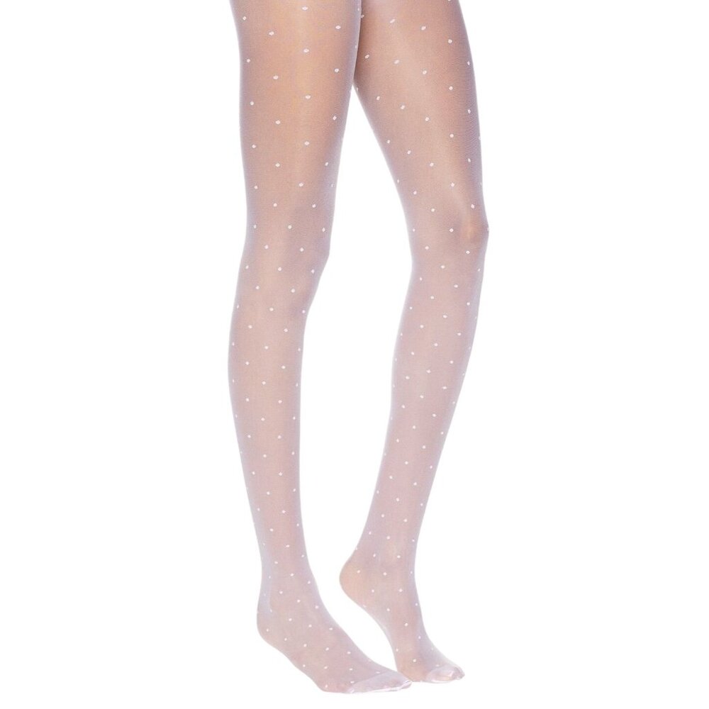 FALKE Dot Tights in White Medium New Womens Nylons Pantyhose